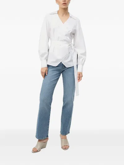 Hugo Boss Regular-fit Blouse With Wrap Front In White