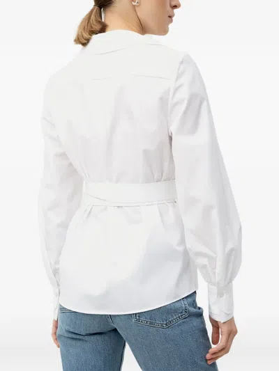Hugo Boss Regular-fit Blouse With Wrap Front In White