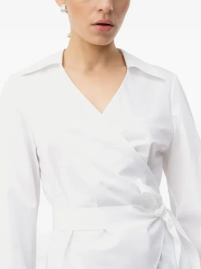 Hugo Boss Regular-fit Blouse With Wrap Front In White
