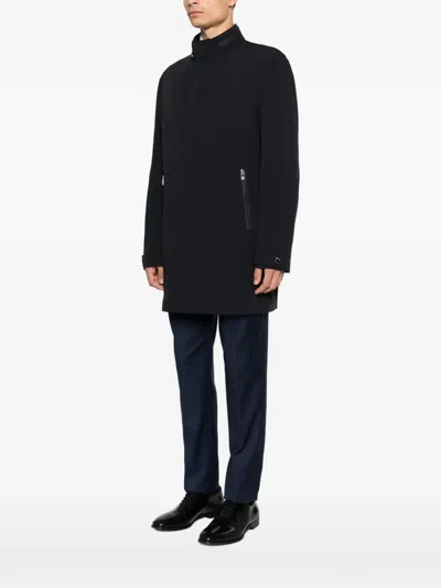 Corneliani High-neck Zip-pocket Coat In Blue