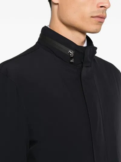 Corneliani High-neck Zip-pocket Coat In Blue