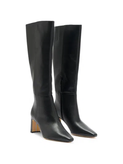 Sam Edelman Sylvia Square-toe Leather Boots In Black
