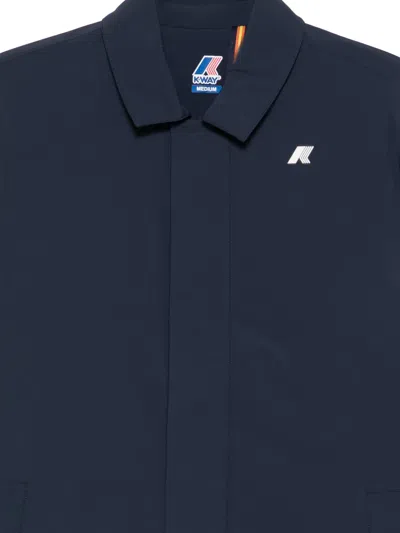 K-way Benoit Logo-patch Coat In Blue