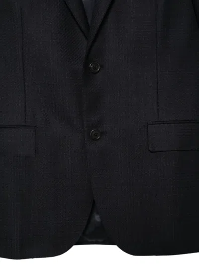 Corneliani Check-pattern Single-breasted Suit In Blue