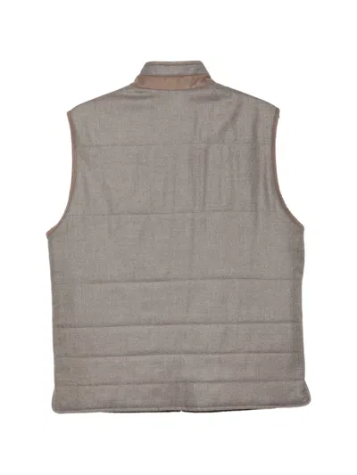 Corneliani Quilted-design Herringbone-pattern Gilet In Brown