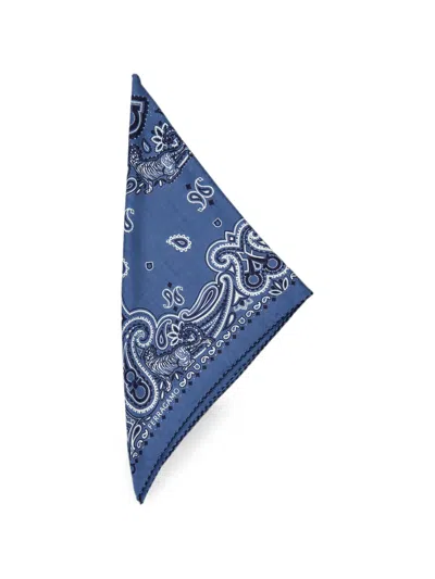 Ferragamo Arabesque Print Triangle Scarf In Blue