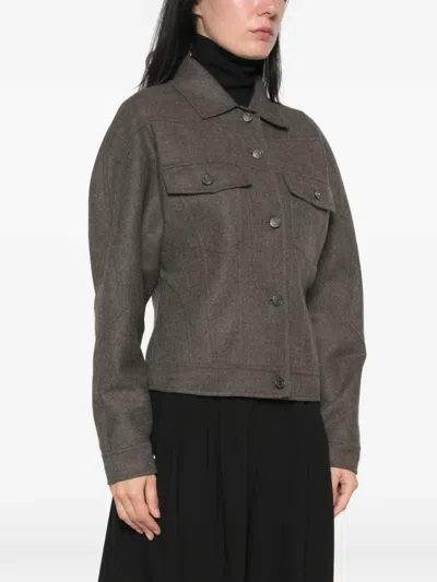 Max Mara Button-up Single Breasted Jacket In Grey