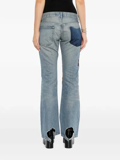 Junya Watanabe Patchwork Distressed Jeans In Blue