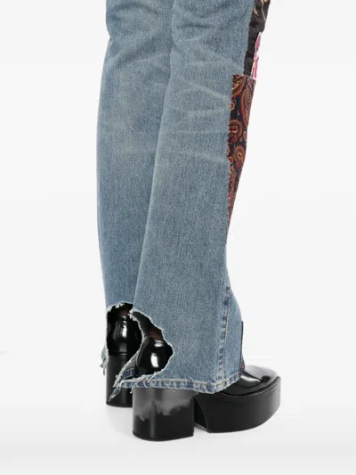 Junya Watanabe Patchwork Distressed Jeans In Blue