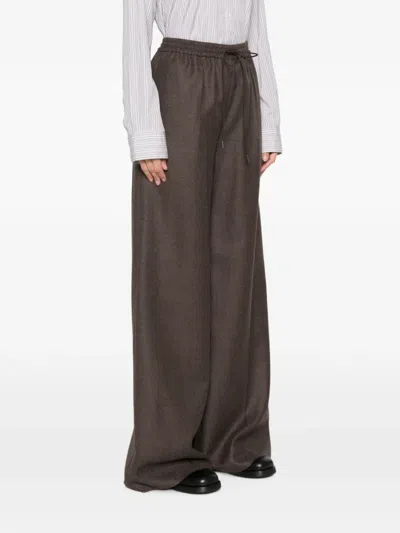 Max Mara Drawstring Wide-leg Trousers In Brown