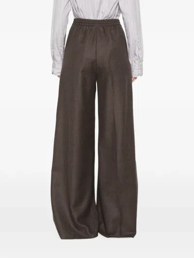 Max Mara Drawstring Wide-leg Trousers In Brown