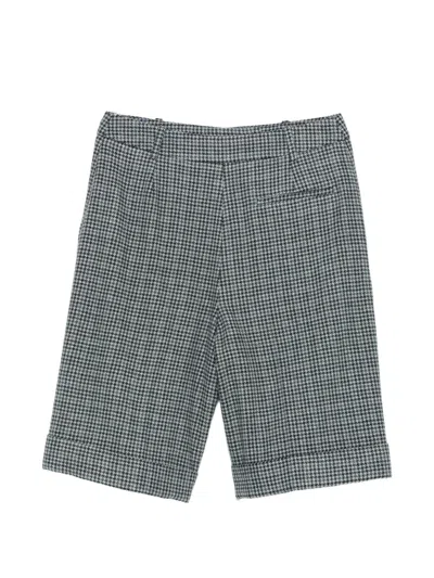 Eleventy Houndstooth-pattern Turned-up Shorts In Blue