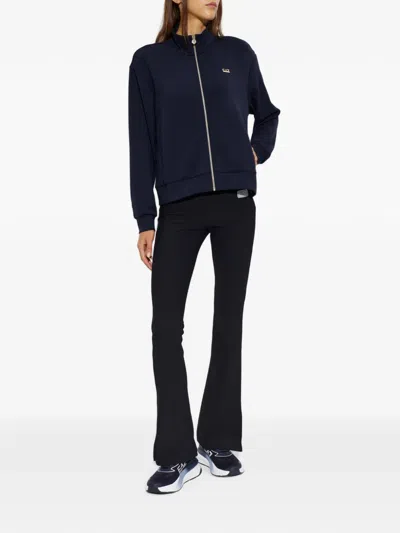Ea7 Ribbed Flared Track Pants In Black