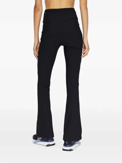 Ea7 Ribbed Flared Track Pants In Black