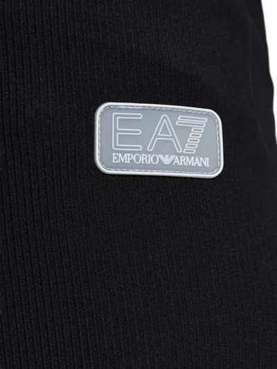 Ea7 Ribbed Flared Track Pants In Black