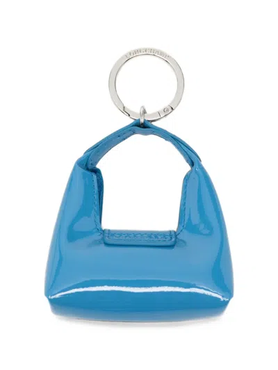 Longchamp Patent-leather Keyring In Blue
