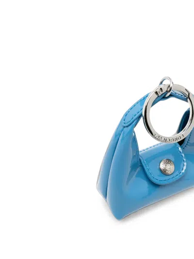 Longchamp Patent-leather Keyring In Blue