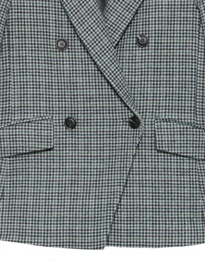 Eleventy Houndstooth Double-breasted Jacket In Blue