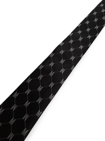 Moschino Monogram Silk Tie In Multi