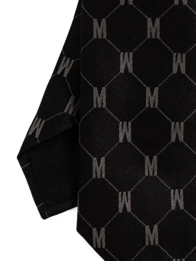 Moschino Monogram Silk Tie In Multi