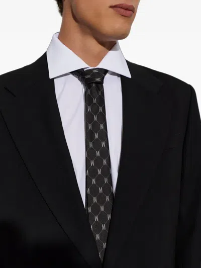 Moschino Monogram Silk Tie In Multi