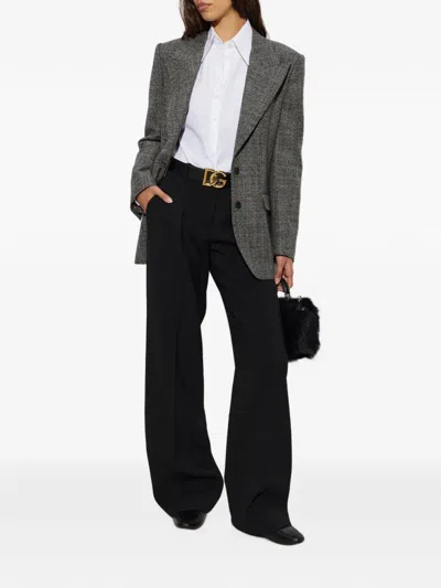 Dolce & Gabbana Single-breasted Wool Blazer In Grey