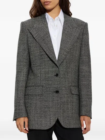 Dolce & Gabbana Single-breasted Wool Blazer In Grey
