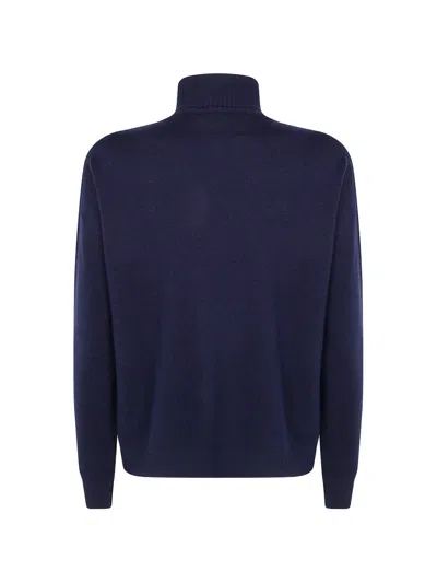 Drumohr Roll-neck Wool Sweater In Blue
