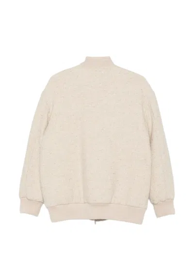 Eleventy Herringbone-pattern Bomber Jacket In Neutrals
