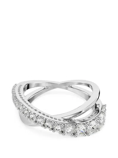 Swarovski Hyperbola Crossover Crystal-embellished Ring In Silver