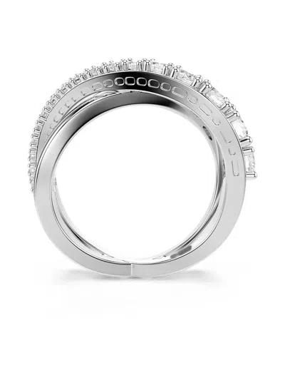 Swarovski Hyperbola Crossover Crystal-embellished Ring In Silver