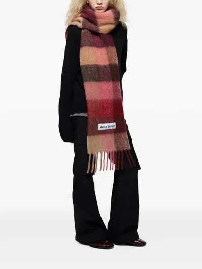 Acne Studios Mohair Check Scarf In Multi