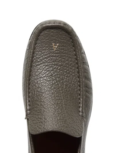 Acne Studios Light Leather Loafers Khaki Green In Multi