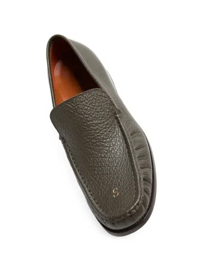 Acne Studios Light Leather Loafers Khaki Green In Multi