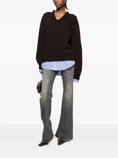 Acne Studios Layered Wool Sweater In Braun
