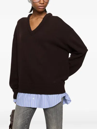 Acne Studios Layered Wool Sweater In Braun