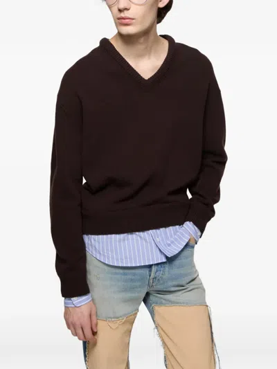 Acne Studios Layered Wool Sweater In Braun