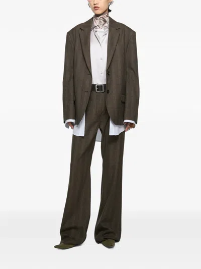 Acne Studios Layered Wool Suit Jacket In Brown