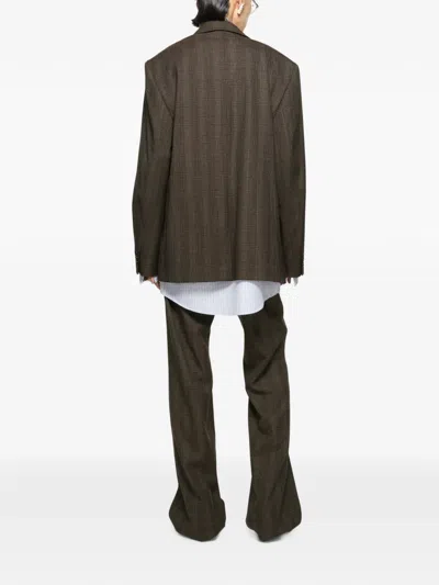 Acne Studios Layered Wool Suit Jacket In Brown