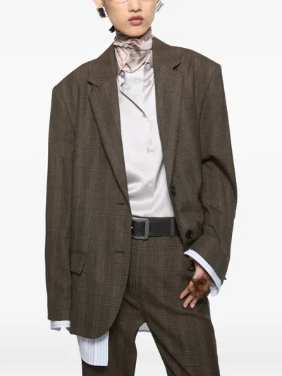 Acne Studios Layered Wool Suit Jacket In Brown