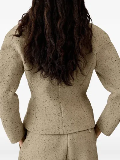 Jacquemus Oval Mini Blazer Jacket With Button Front In Neutral