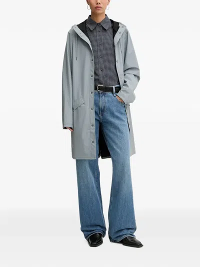 Rains Hooded Press-stud Raincoat In Grey