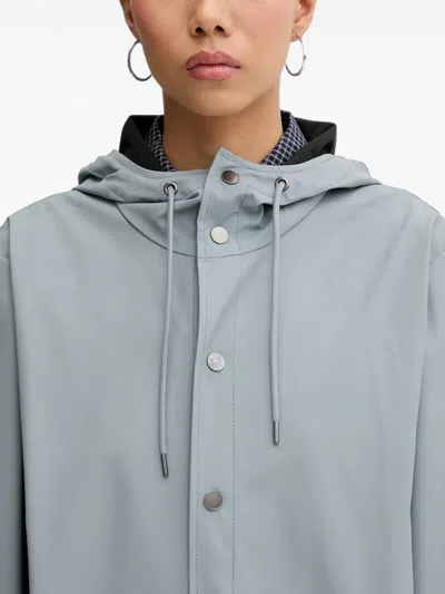 Rains Hooded Press-stud Raincoat In Grey