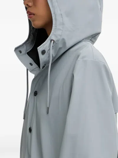 Rains Hooded Press-stud Raincoat In Grey