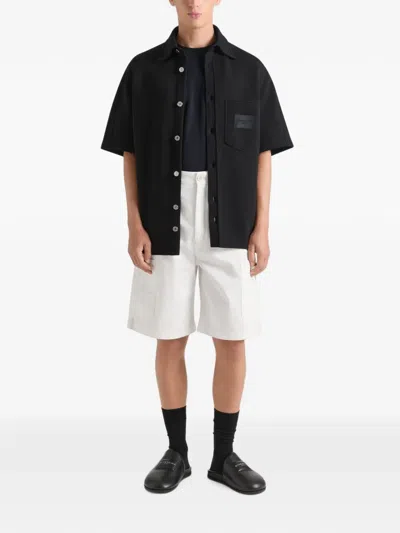 Givenchy Cargo Bermuda Shorts In Herringbone Denim In White