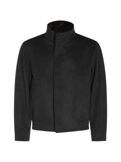 Lardini Stand Collar Wool Blouson