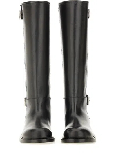 Givenchy Voyou Flat Boots In Leather In Black