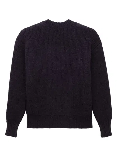 Saint Laurent Alpaca Wool Blend Knit Sweater In Blue