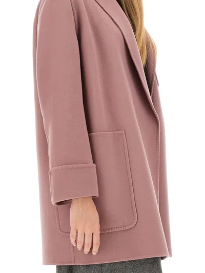 Max Mara Belted Virgin Wool Jacket In Pink