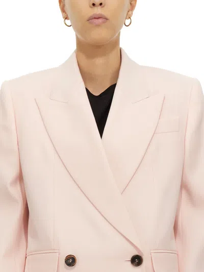 Alexander Mcqueen Double-breasted Jacket With Peaked Lapels For Women In Pink